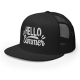 Hello Summer - Embroidered Trucker Cap - -