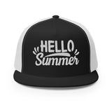 Hello Summer - Embroidered Trucker Cap - Black White -