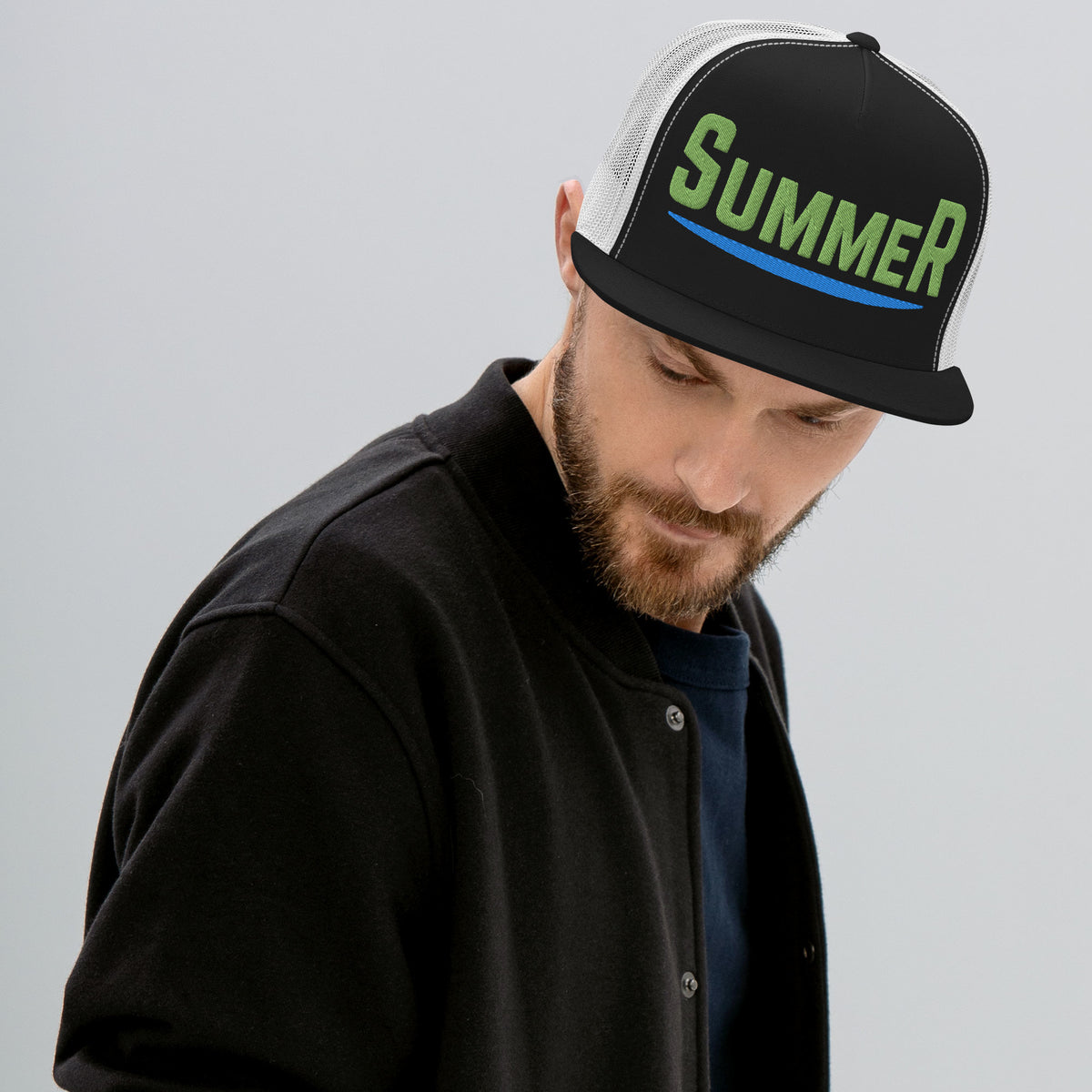 Summer Vibes Trucker Cap - Embrace the Season in Style - Black White -