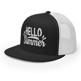 Hello Summer - Embroidered Trucker Cap - -