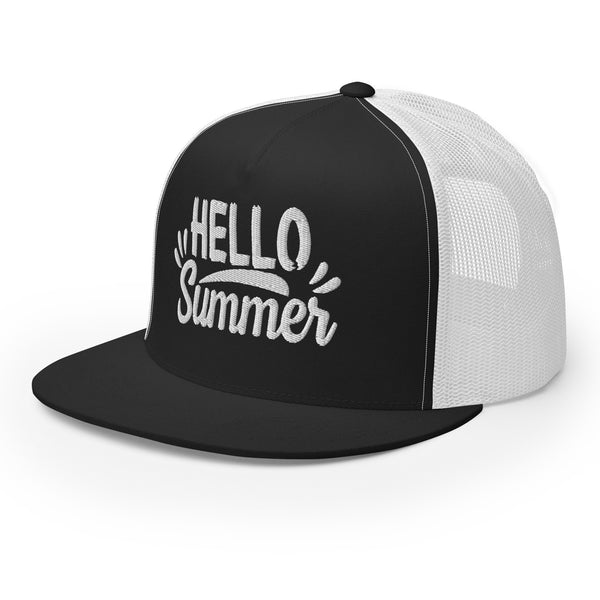 Hello Summer - Embroidered Trucker Cap - -