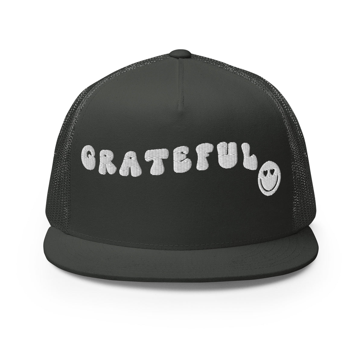 Grateful Vibes - Smiley Face Trucker Cap - -