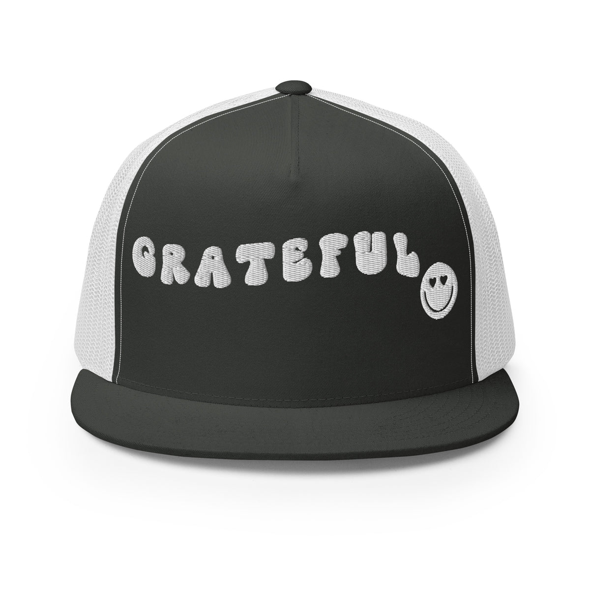 Grateful Vibes - Smiley Face Trucker Cap - -