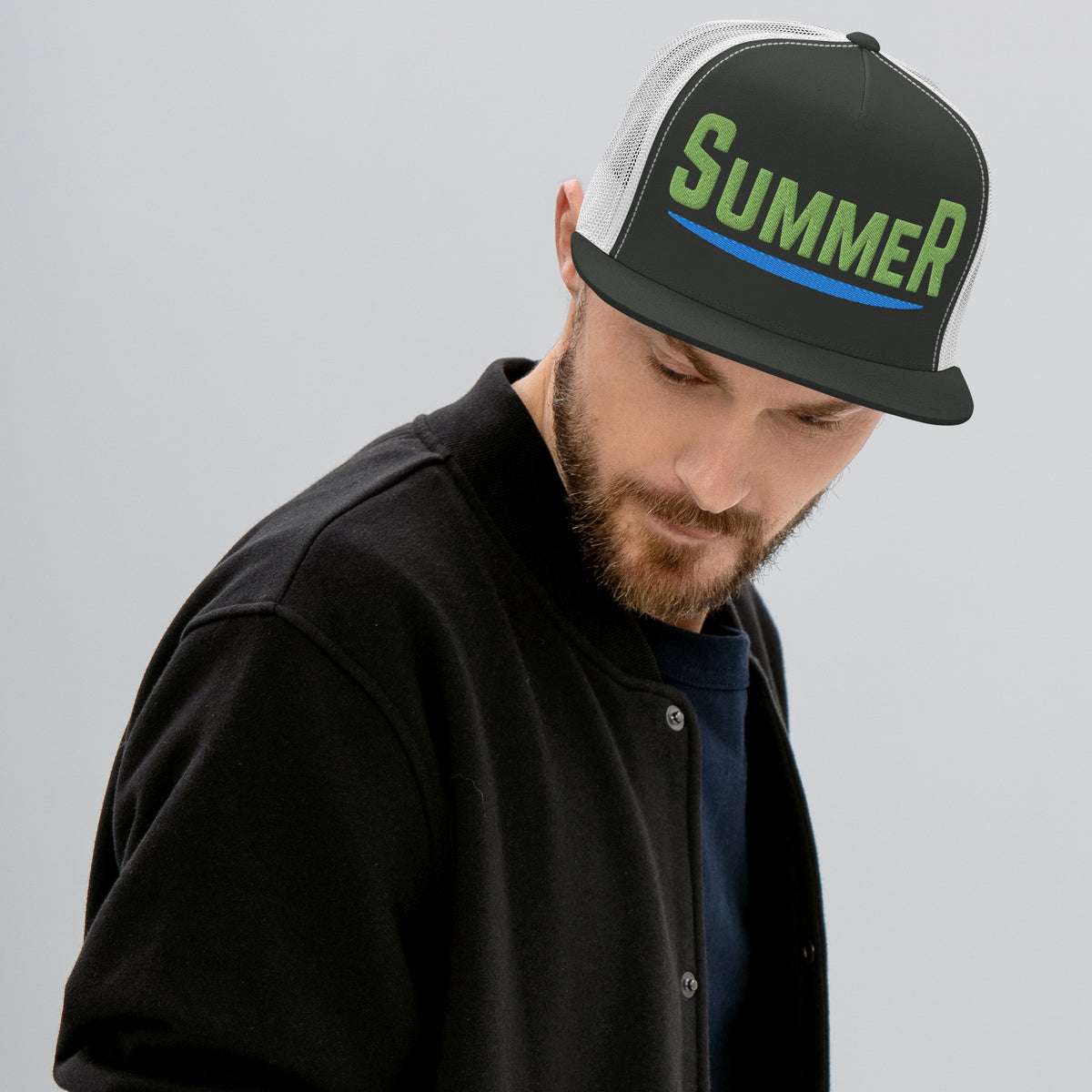 Summer Vibes Trucker Cap - Embrace the Season in Style - Charcoal White -