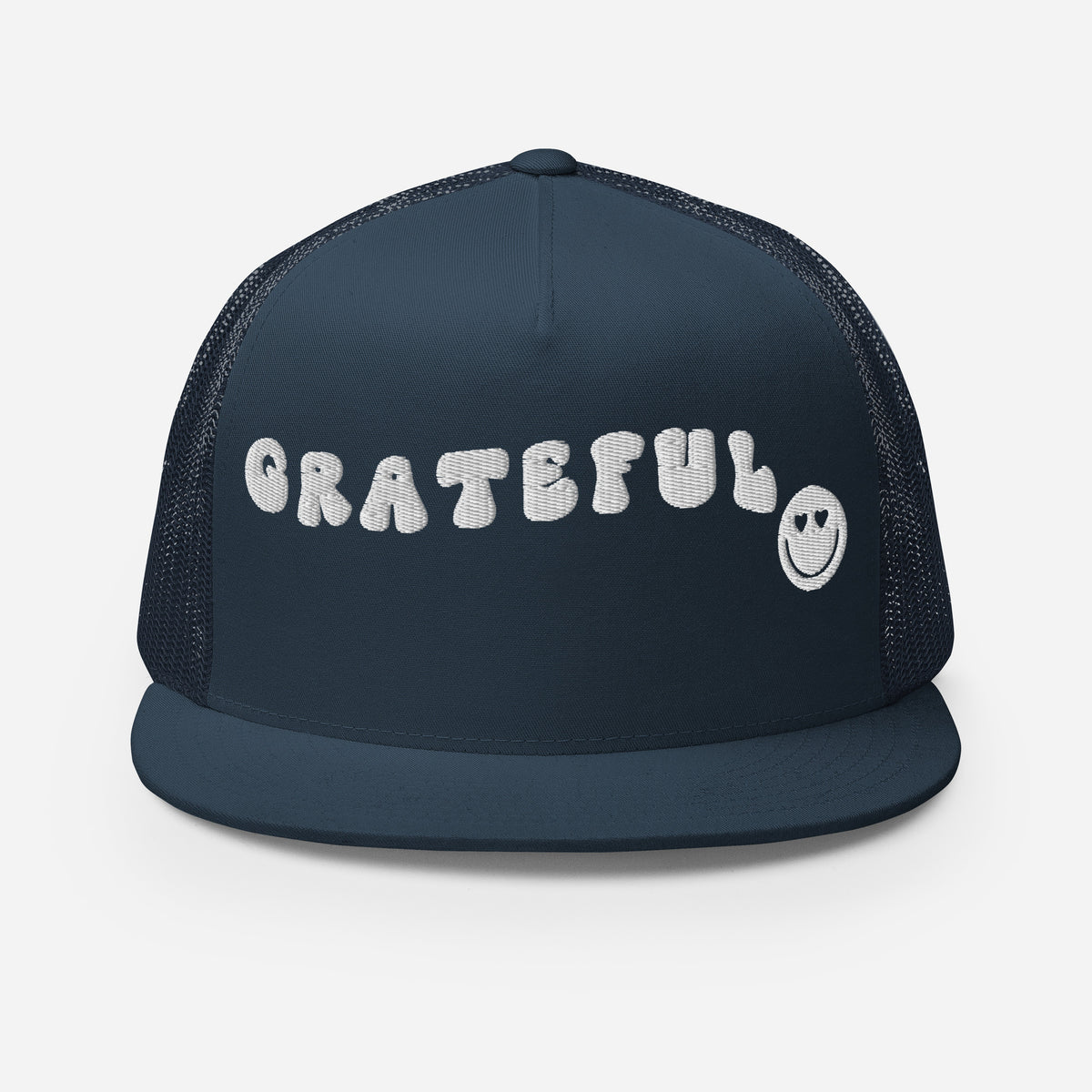 Grateful Vibes - Smiley Face Trucker Cap - -