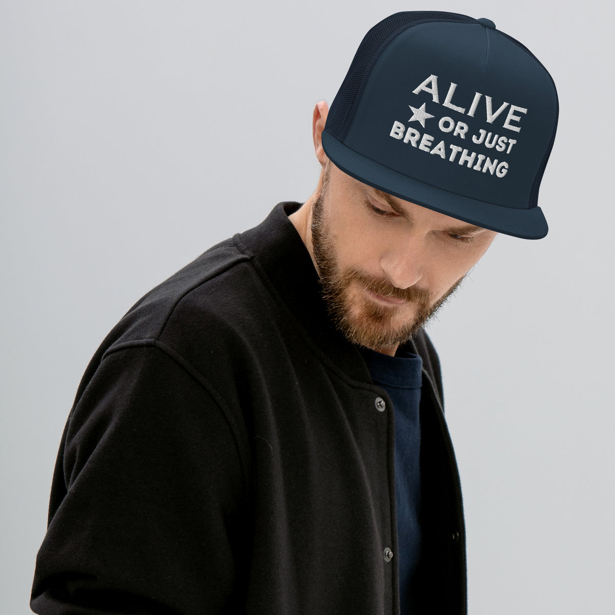 Stellar Reflections - Alive or Just Breathing Trucker Cap - -