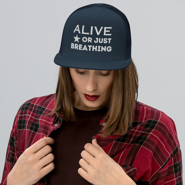 Stellar Reflections - Alive or Just Breathing Trucker Cap - Navy -