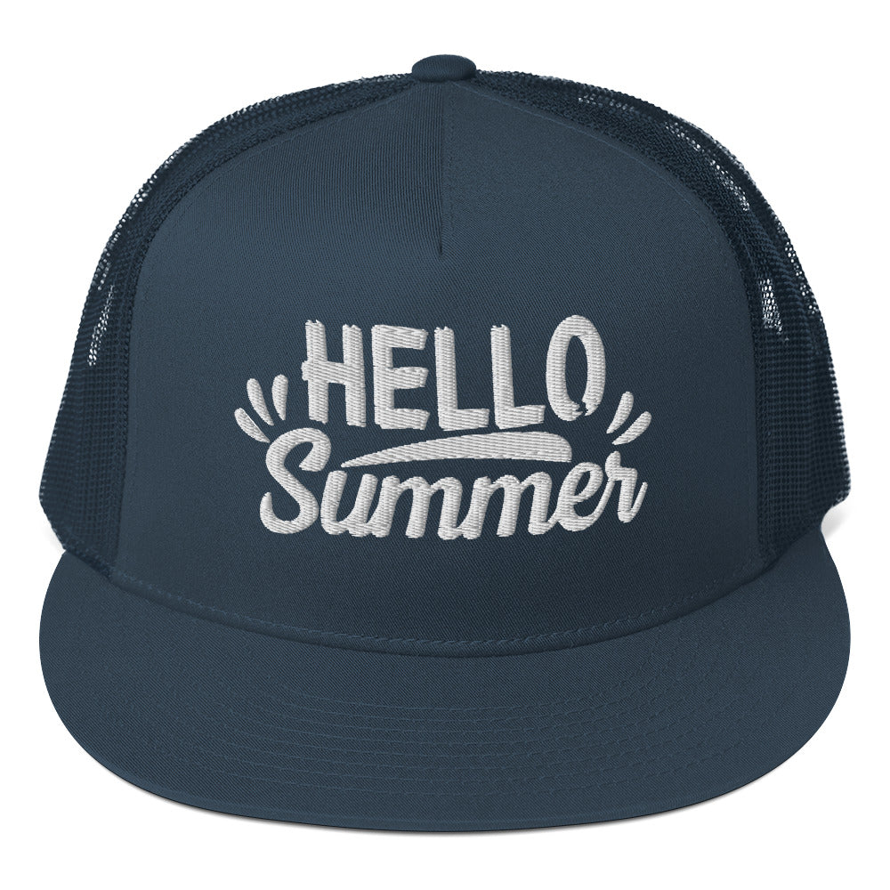 Hello Summer - Embroidered Trucker Cap - -