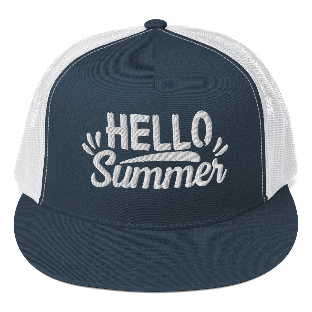 Hello Summer - Embroidered Trucker Cap - -