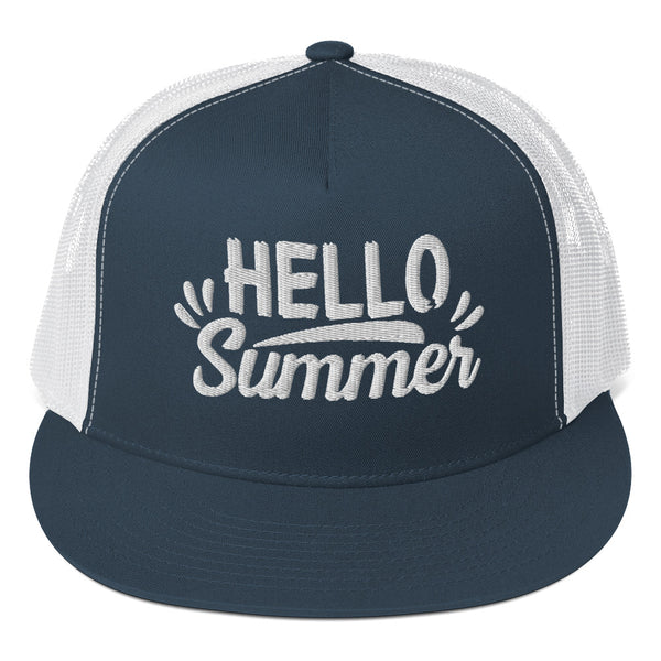 Hello Summer - Embroidered Trucker Cap - -