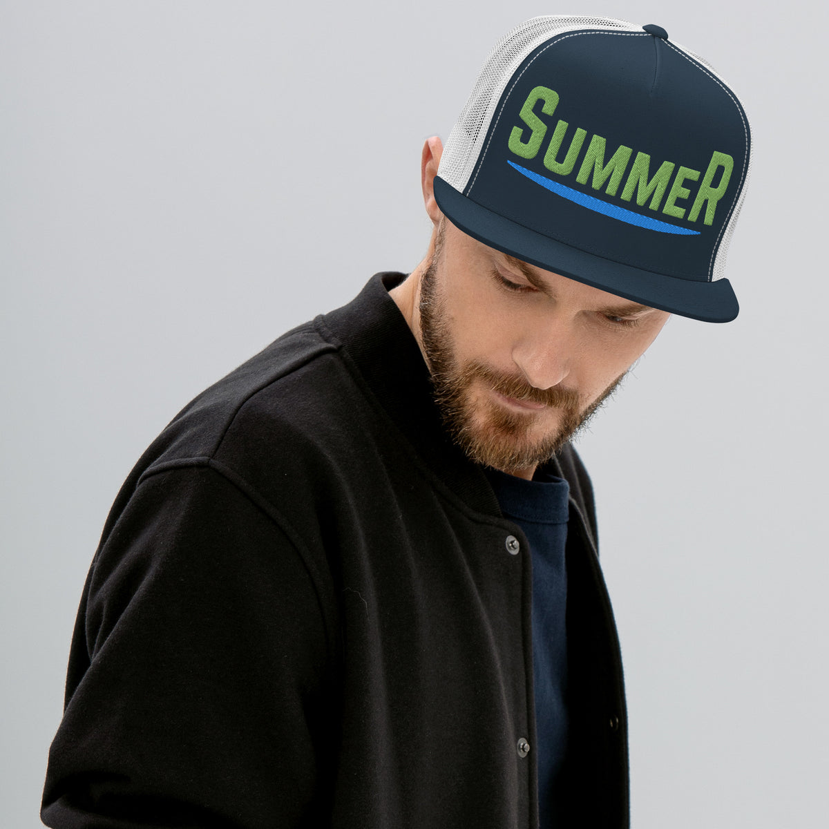 Summer Vibes Trucker Cap - Embrace the Season in Style - Navy White -