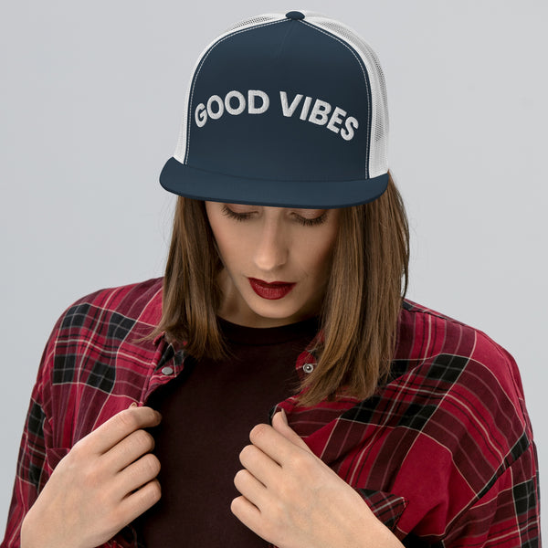 Spread Good Vibes with Our Trucker Cap - Navy White -