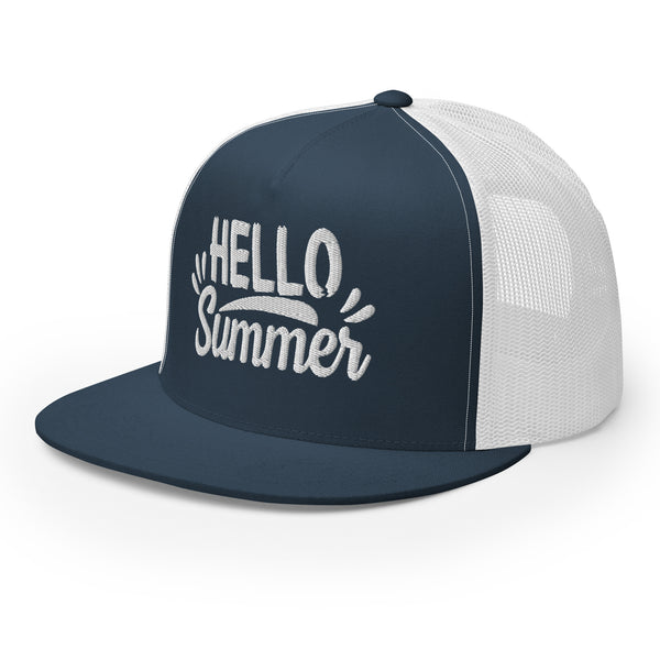 Hello Summer - Embroidered Trucker Cap - -