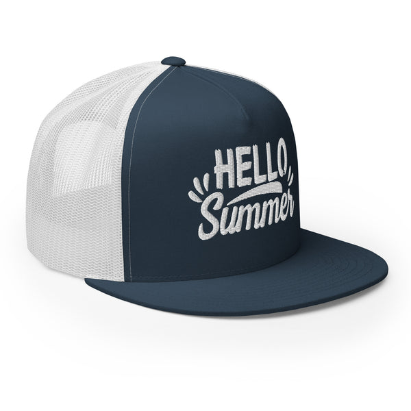 Hello Summer - Embroidered Trucker Cap - -