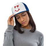 Smile On - Emotive Trucker Cap - Royal White Royal -