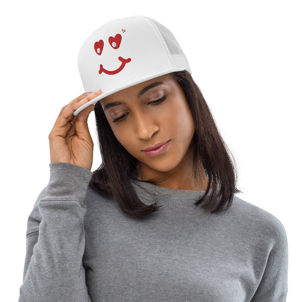 Smile On - Emotive Trucker Cap - White -