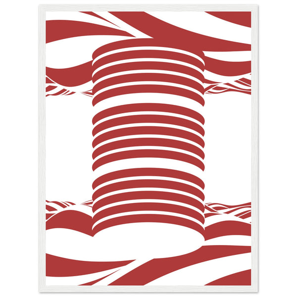 Twist of Elegance - Striking Red & White Art - 45x60 cm 18x24″ White frame - Framed Posters