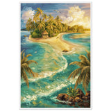 Island Paradise Beach Scene Art Print - - Wooden Framed Posters