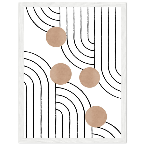 Timeless Elegance - Abstract Line Art with Natural Tones - 30x40 cm 12x16″ White frame - Wooden Framed Posters