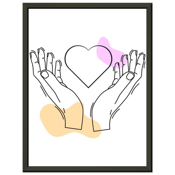 Heartfelt Embrace - Love Line Art Poster - 30x40 cm 12x16″ - Metal Framed Posters