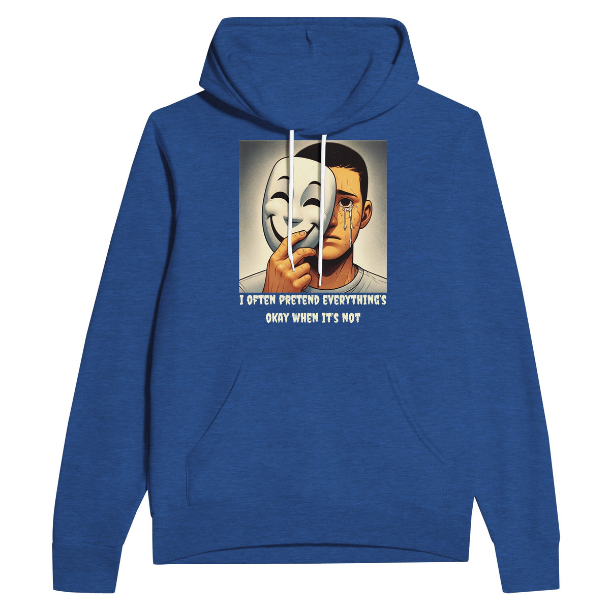 Masked Emotions Pullover - Reveal the Unseen - Heather True Royal - Hoodies