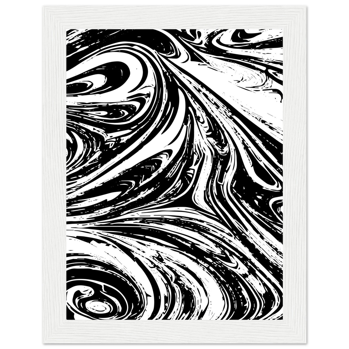 Black & White Swirl - Premium Matte Framed Poster - 15x20 cm 6x8″ White frame - Metal Framed Posters