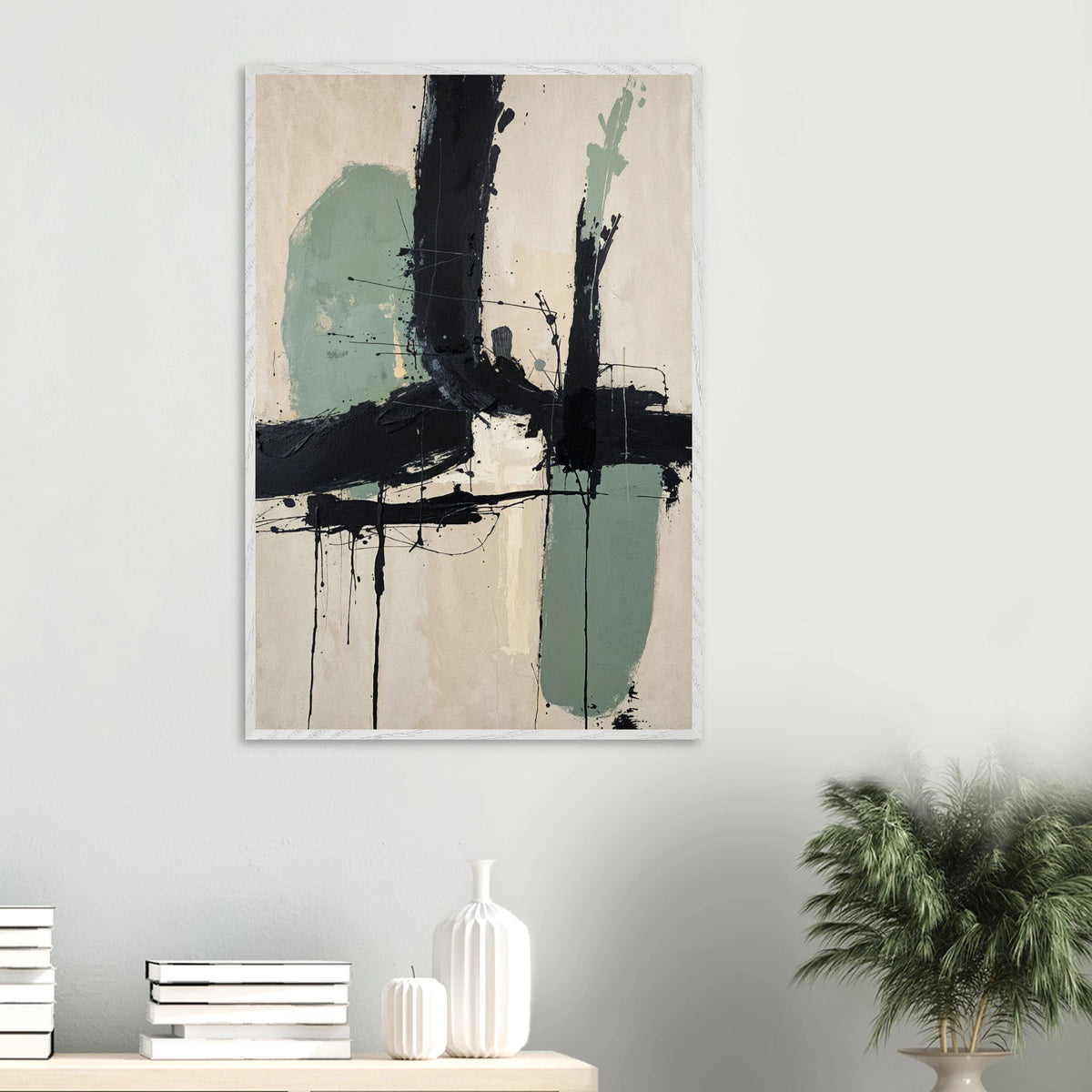 Minimal & Moody – Abstract Poster Gift for Him - White frame - Wooden Framed Posters