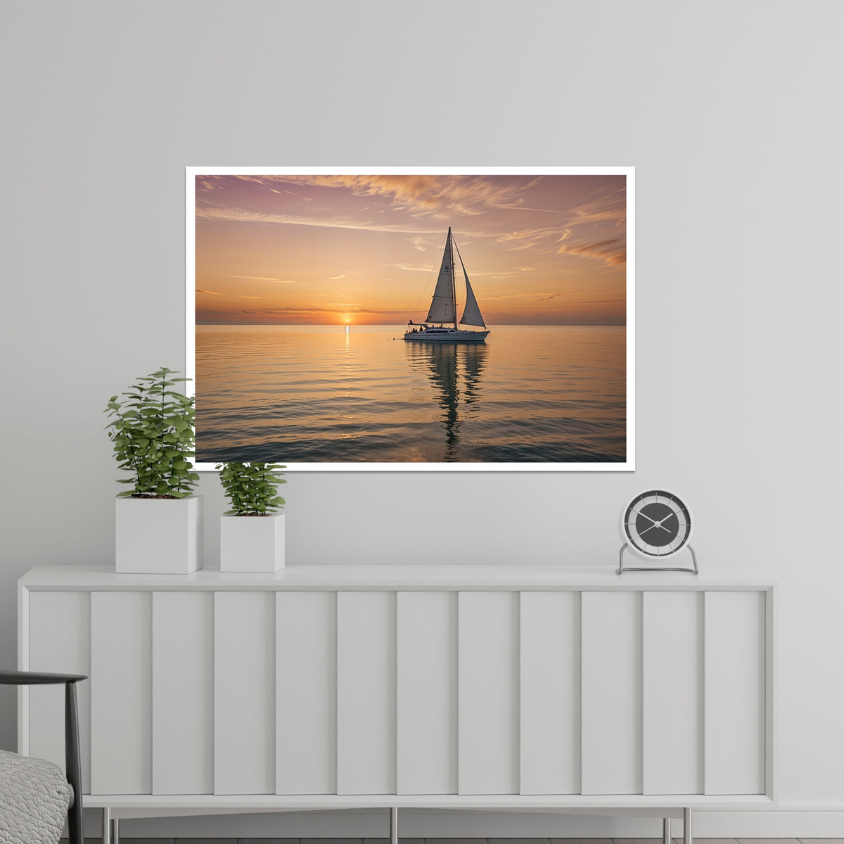 Sailing into Serenity - Sunset Voyage - 24x36 - Framed Posters