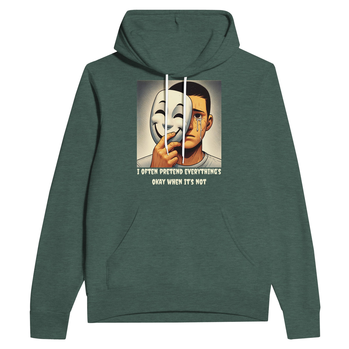 Masked Emotions Pullover - Reveal the Unseen - Heather Forest - Hoodies