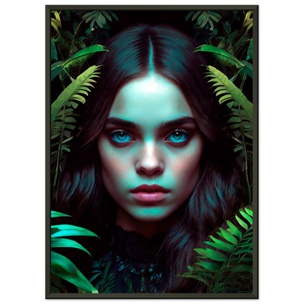 Emerald Mystique - Captivating Eyes in Nature - 50x70 cm 20x28″ - Metal Framed Posters