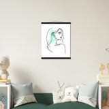 Elegance in Line - Minimalist Female Profile Art with Wooden Hangers - - Posters With Hanger