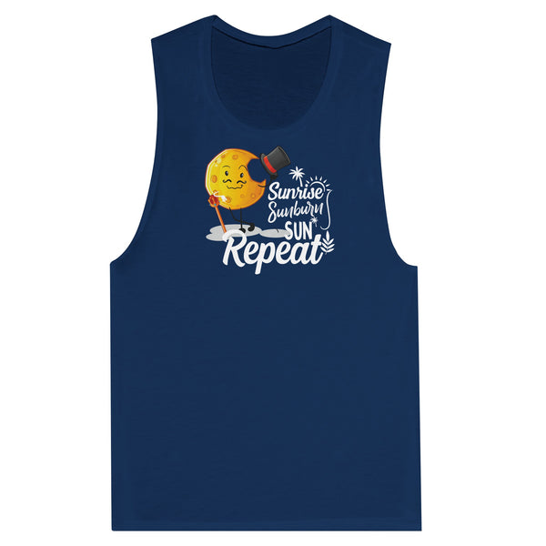 Chase the Sun - Sun Rise, Sun Burn, Sun Repeat Muscle Tank Top - Midnight - Tank Tops