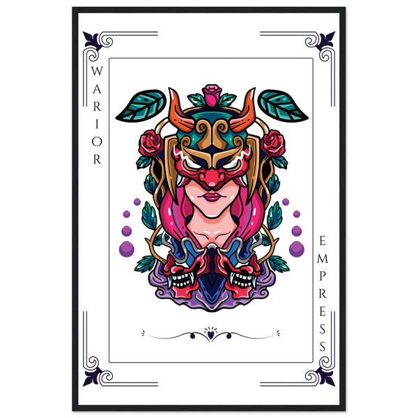 Artistry Unleashed - Warrior, Sacred Bull, and Tiger Spirit - 60x90 cm 24x36″ Black frame Warior Empress - Wooden Framed Posters