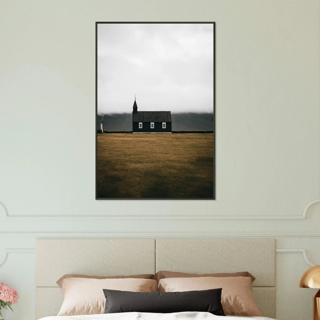Serene Black Church – Giftable Metal Framed Poster - Default Title - Metal Framed Posters