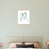 Elegance in Line - Minimalist Female Profile Art with Wooden Hangers - 40x50 cm 16x20″ Natural wood wall hanger - Posters With Hanger