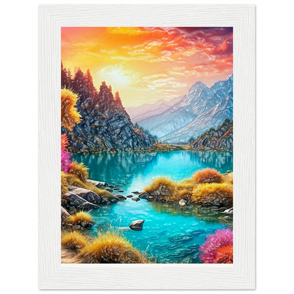 Mountain Serenity - Tranquil Landscape Art - 13x18 cm 5x7″ White frame - Wooden Framed Poster