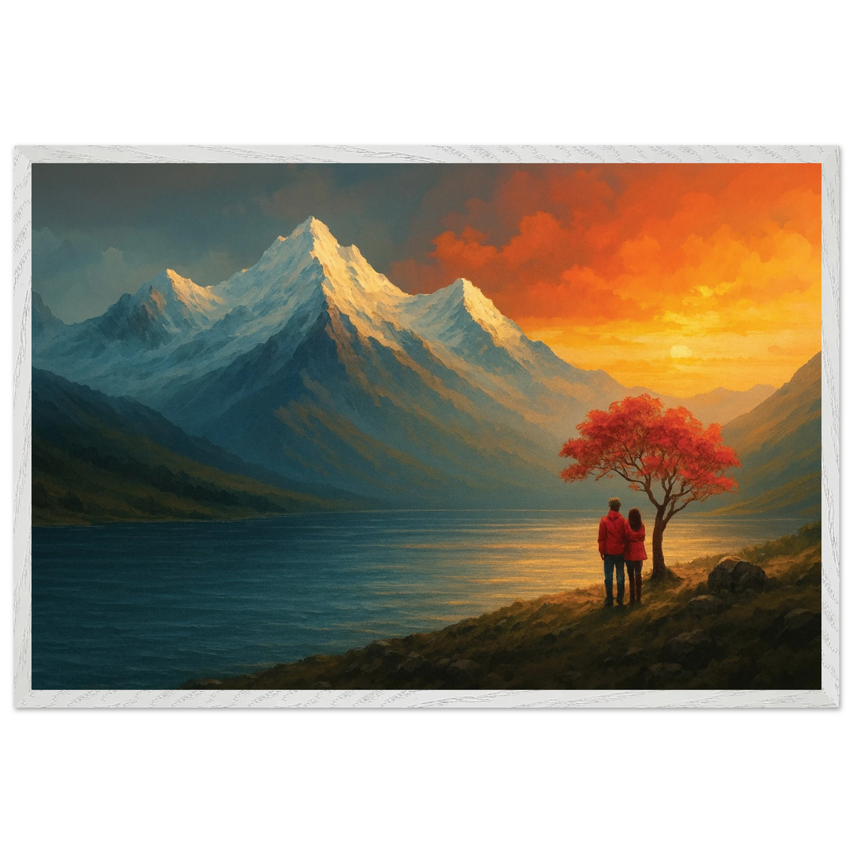 Peaceful Mountain Wooden Framed Poster for Gifting - - Wooden Framed Posters
