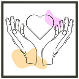 Heartfelt Embrace - Love Line Art Poster - 50x50 cm 20x20″ - Metal Framed Posters