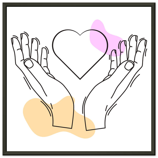 Heartfelt Embrace - Love Line Art Poster - 50x50 cm 20x20″ - Metal Framed Posters