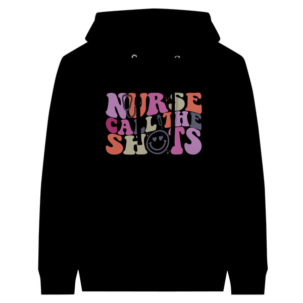 Nurse Calls the Shots Premium Unisex Pullover Hoodie - Black - Print Material