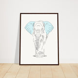 Sublime Serenity - Elephant in Pastel - 45x60 cm 18x24″ Dark wood frame - Wooden Framed Posters