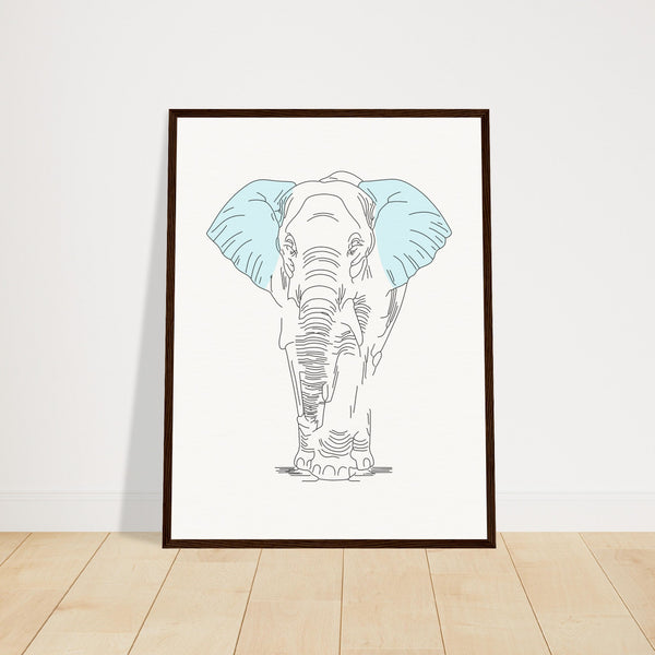 Sublime Serenity - Elephant in Pastel - 45x60 cm 18x24″ Dark wood frame - Wooden Framed Posters