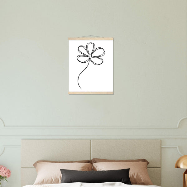 Sophisticated Minimalism - Magnetic Flower Poster - 40x50 cm 16x20″ Natural wood wall hanger - Posters With Hanger