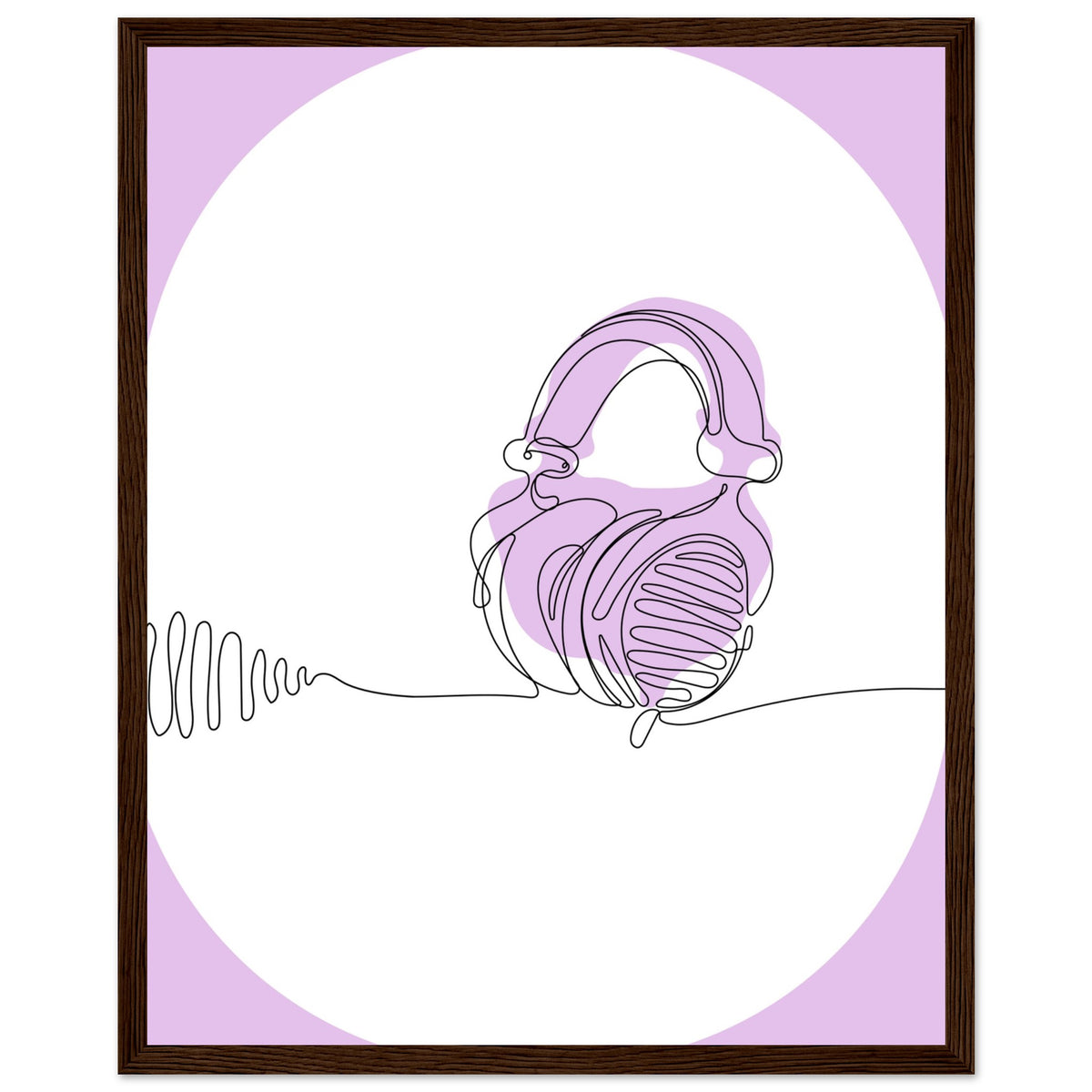 Melodic Moments - Stylish Headphones Print - 40x50 cm 16x20″ Dark wood frame - Framed Prints