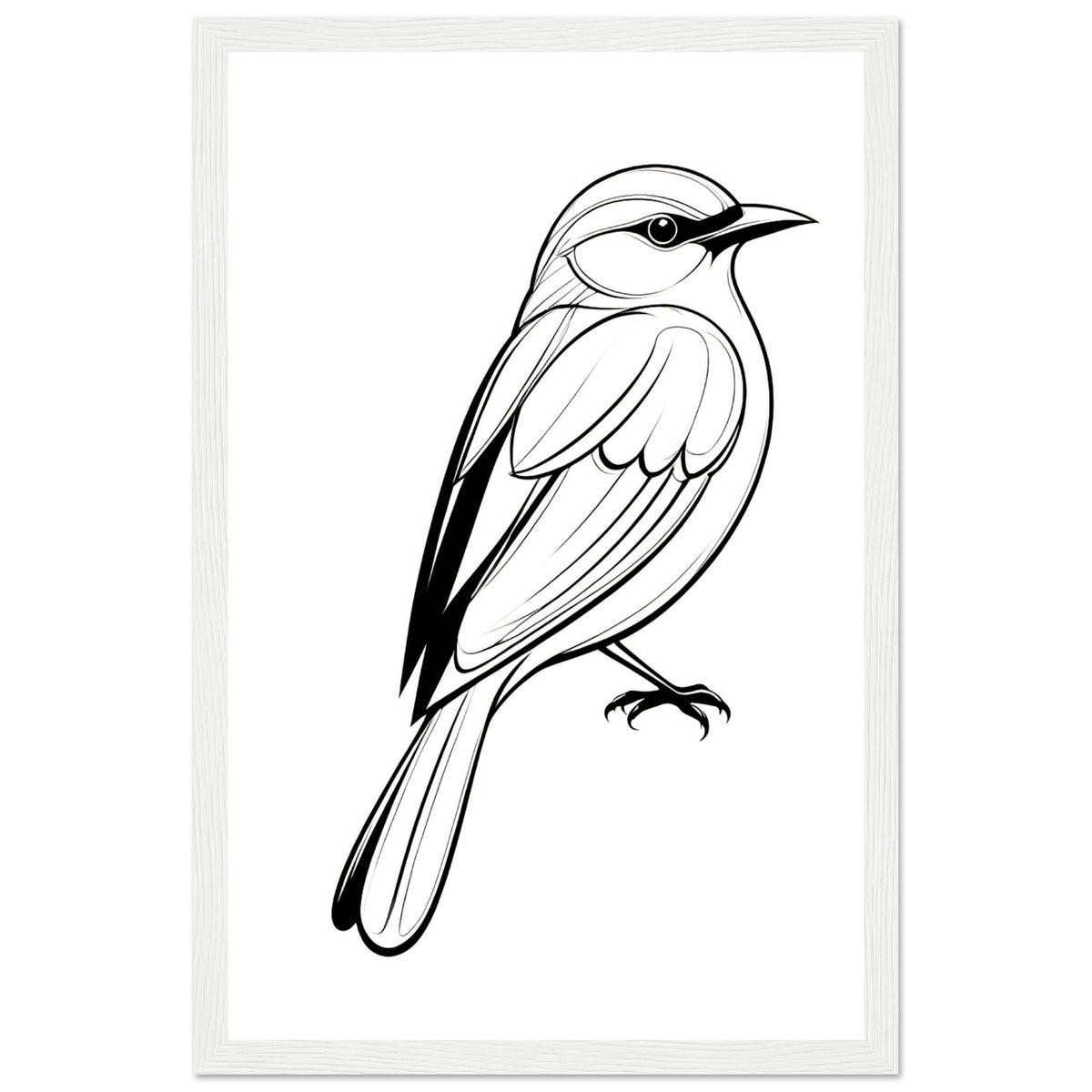 Serenity in Lines - Framed Bird Poster - 28x43 cm XL (11x17″) White frame - Framed Posters