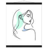 Elegance in Line - Minimalist Female Profile Art with Wooden Hangers - - Posters With Hanger