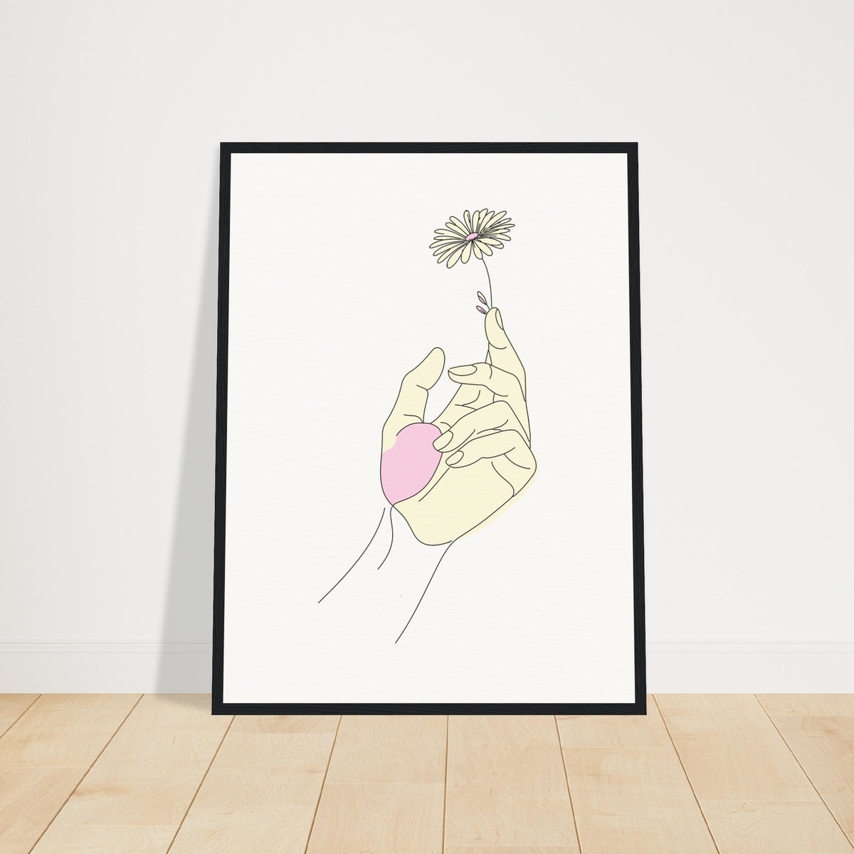 Artistic Grace - Hand & Flower Poster in Pine Wood Frame - 45x60 cm 18x24″ Black frame - Wooden Framed Posters