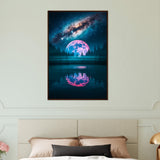 Tranquil Moonscape - Framed Galaxy Artwork - Dark wood frame 60x90 cm 24x36″ - Wooden Framed Posters