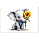 Baby Elephant Blooms - Whimsical Nature Decor - - Framed Posters