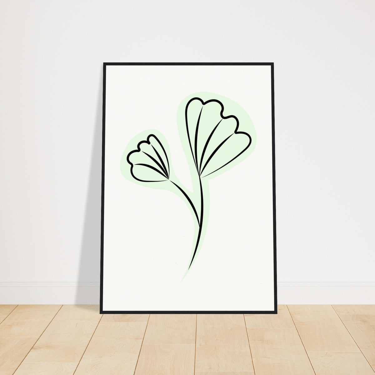 Elegant Floral Essence - Wooden Framed Art - 70x100 cm 28x40″ Black frame - Wooden Framed Posters